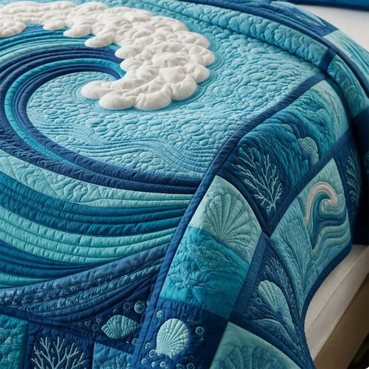 Ocean Wave Quilted Bedding Set