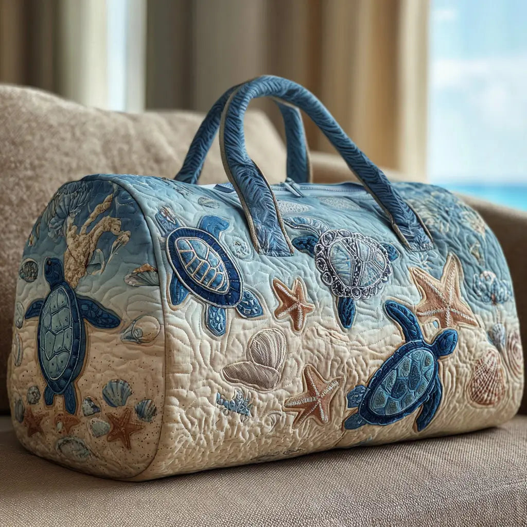 Beach Turtle Quilted Duffle Bag
