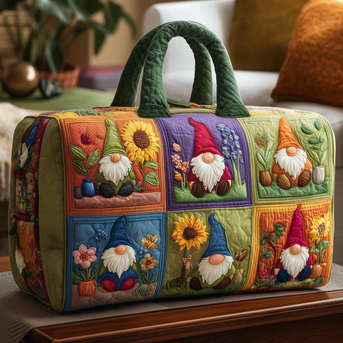 Breast Cancer Ribbon Quilted Duffle Bag
