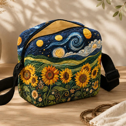 Van Gogh Sunflower Quilted Crossbody Bag