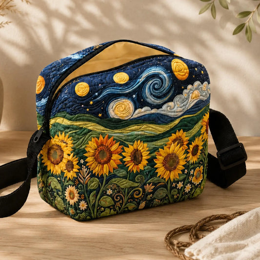 Van Gogh Sunflower Quilted Crossbody Bag