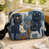 Cute Kitten Quilted Crossbody Bag