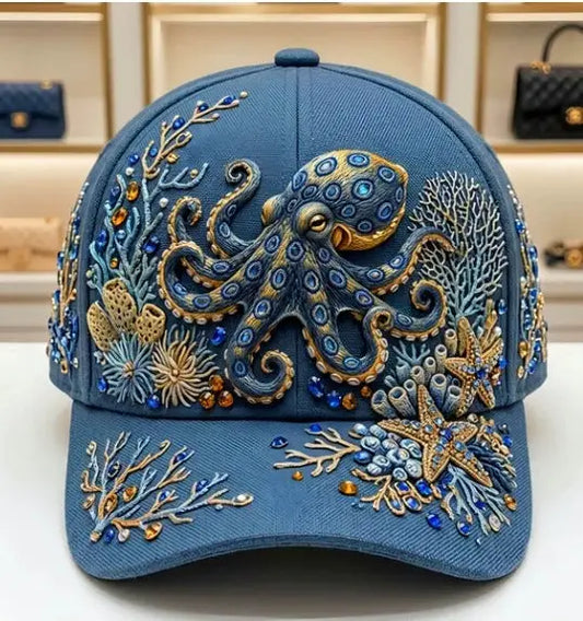 Dark Octopus 3D-printed Creature Pattern Cap