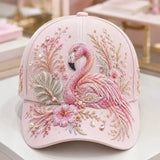 Flamingo Floral 3D-printed Creature Pattern Cap