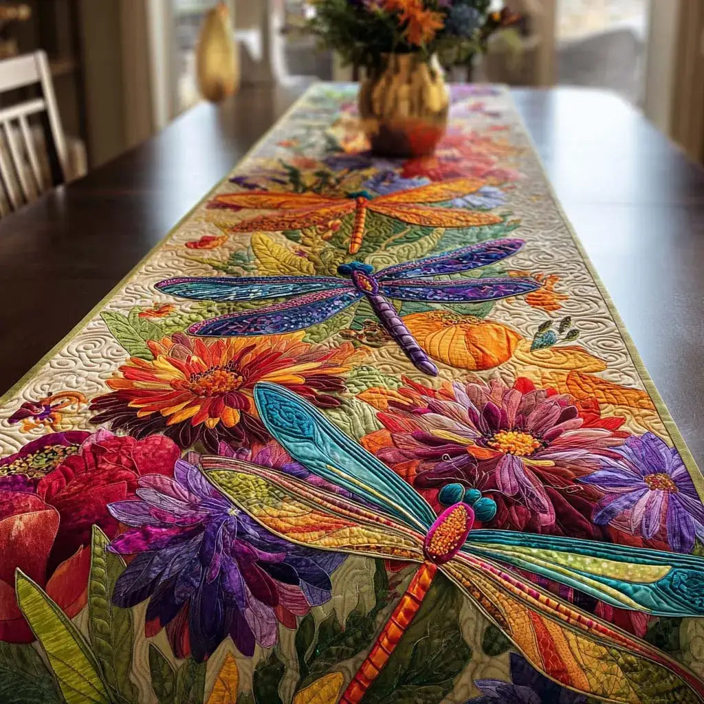 Petal Dragonfly Quilted Table Runner