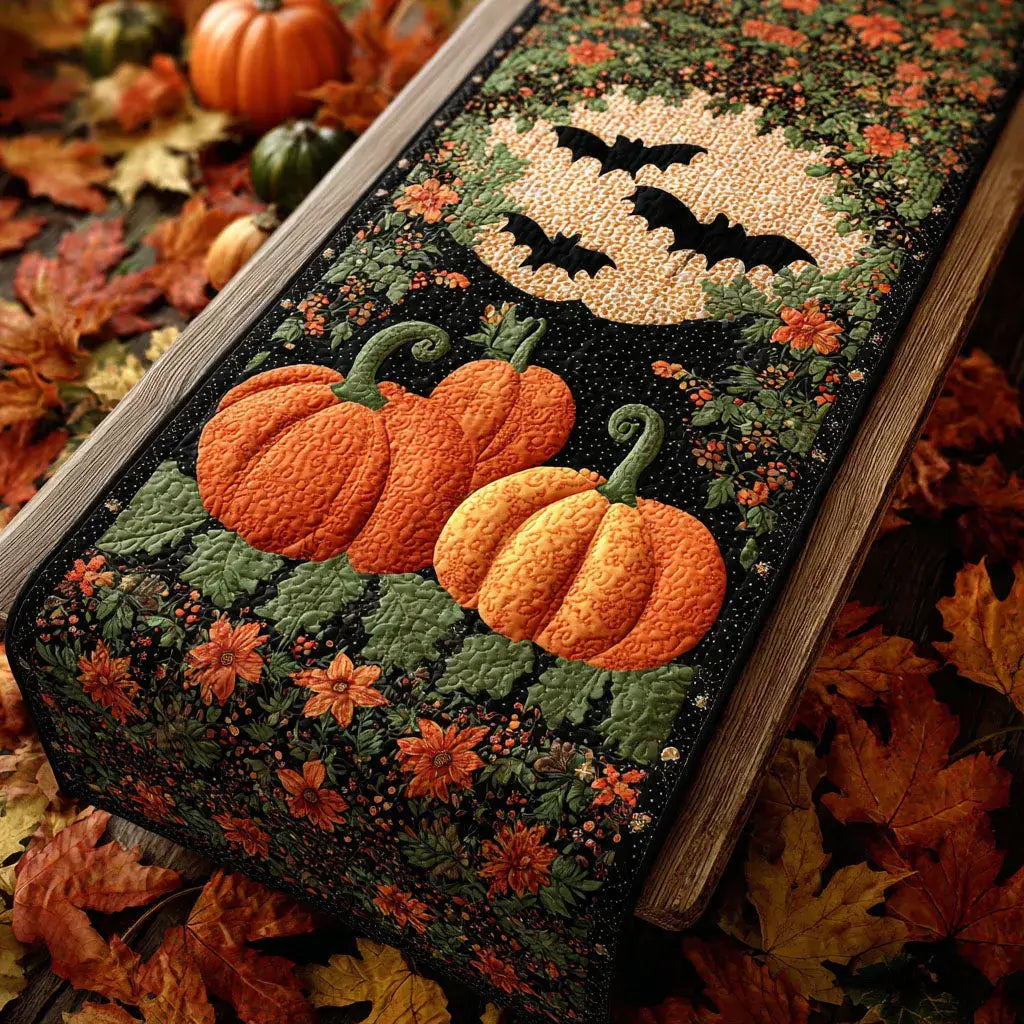 Batty Bout Pumpkins Quilted Table Runner