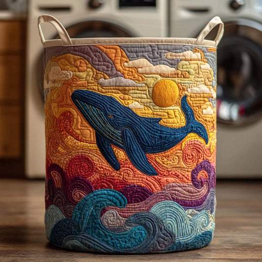 Whale Bay Quilted Laundry Basket