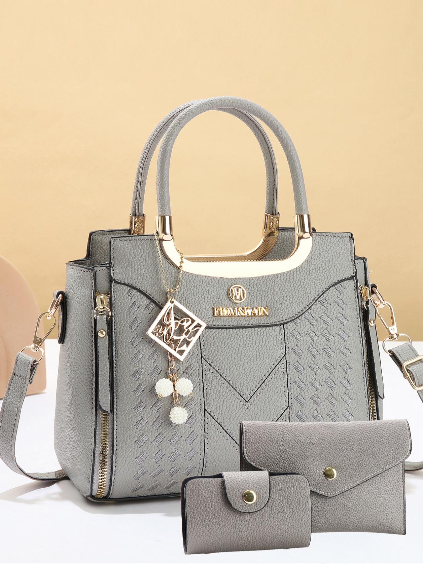 3 PCS Women's Elegant Embroidered Pattern Tote Bag