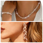 2PCS Glass Leaf Necklace Set Elegant Rhinestone Chain Necklace Bracelet For Women Fashion Luxury Jewelry Set - 4