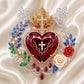 Sacred Heart Floral Gemstone Brooch | Vintage Palace-Inspired Statement Pin