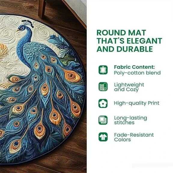 Bass Fishing Rug Sports Abyssal Quilted Round Mat