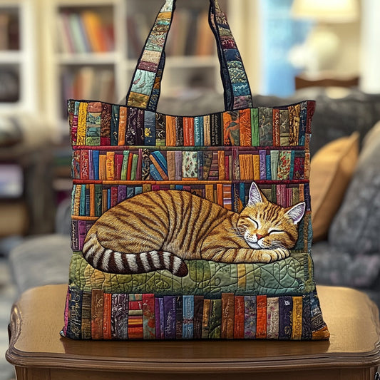 Bookish Cat Nap Handmade Tote Bag