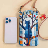 The Cat On The Branch Quilted Slim Phone Crossbody Bag
