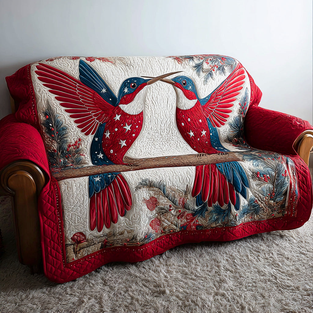 Brave Hummingbirds Quilted Sofa Cover