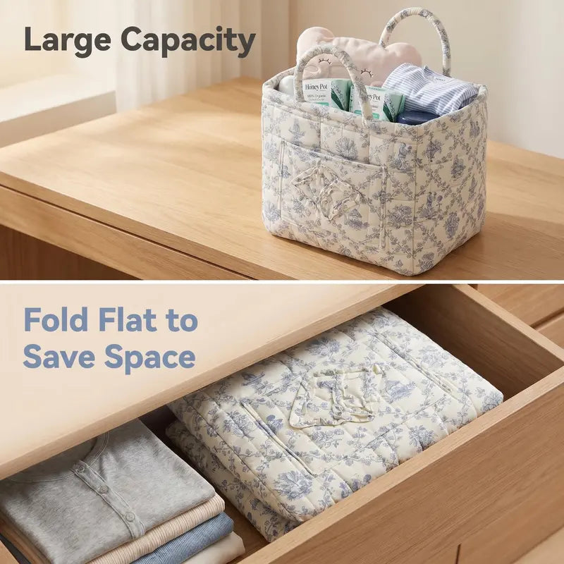 Large Capacity Floral Interior Storage Basket