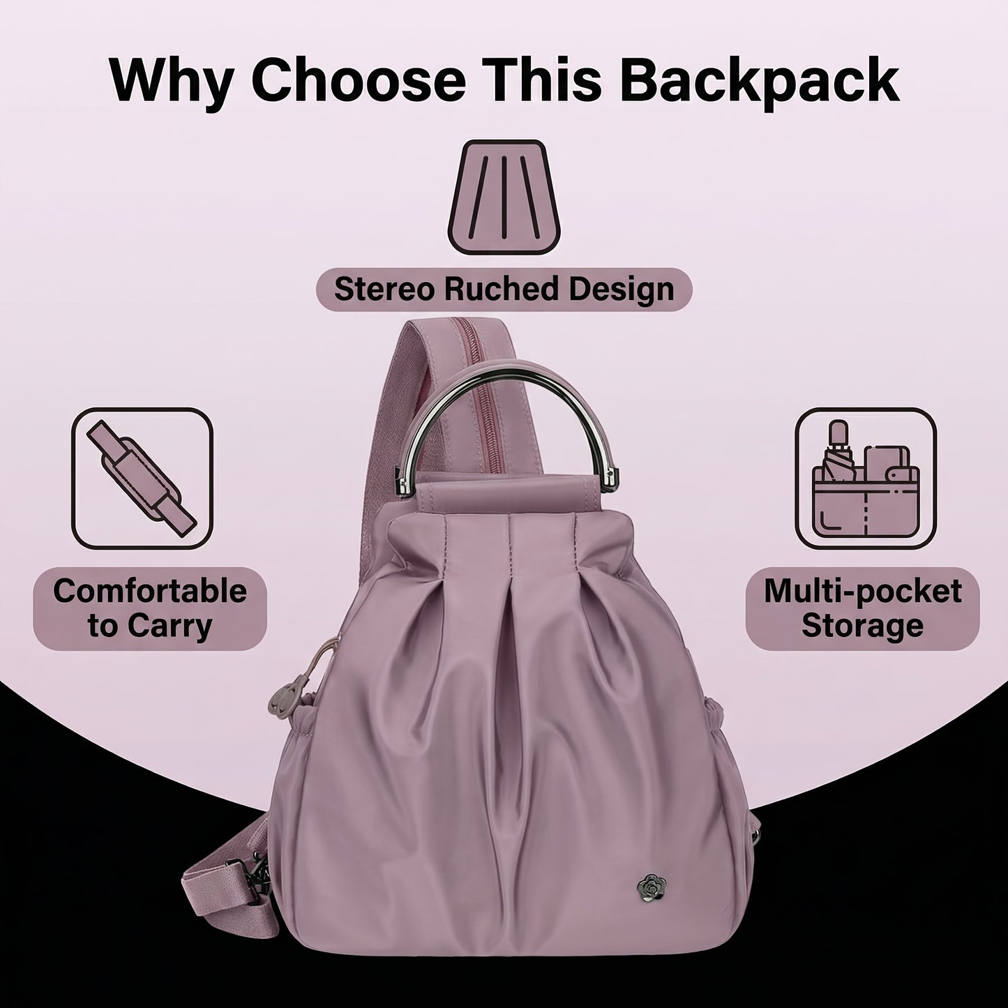 Women's Lightweight Nylon Casual Backpack
