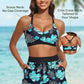 3 Piece Tankini with Shorts - Sporty Swimsuit