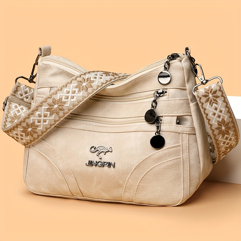 Women's Length Multi-Pocket Crossbody Shoulder Bag