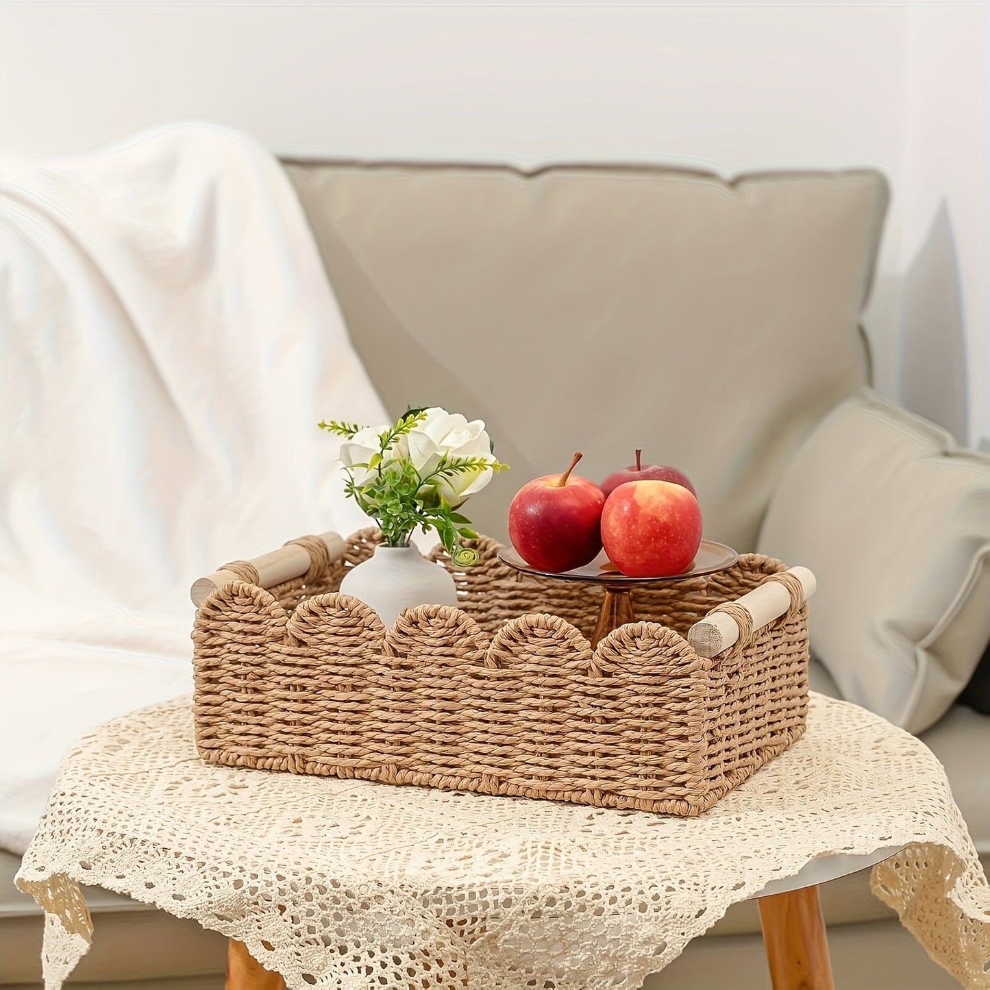 2 Pack Handmade Storage Basket with Handle