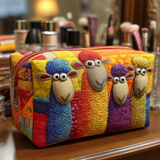 Colorful Flock Quilted Makeup Bag