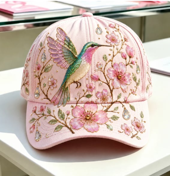 Adjustable Garden Morning Hummingbird Flowers Baseball Cap