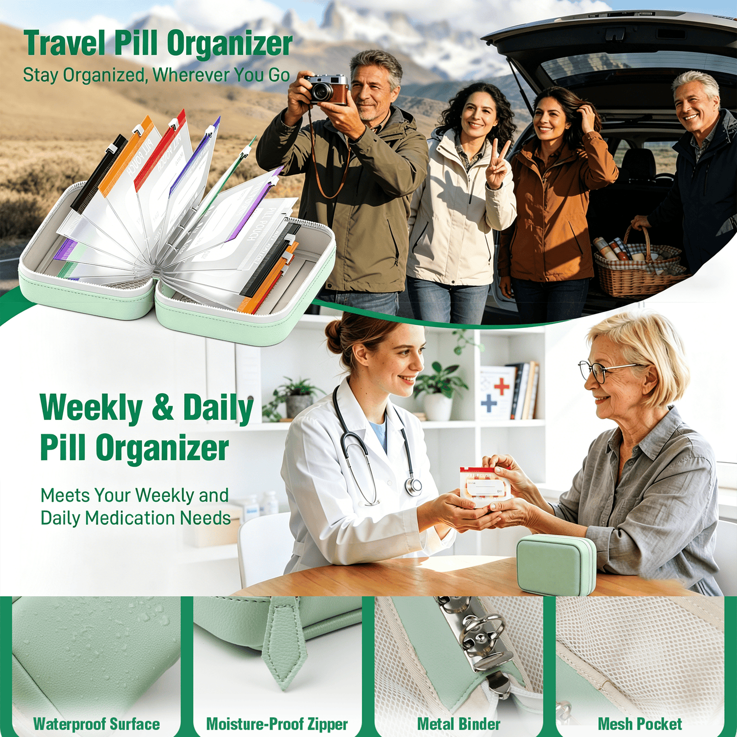 Waterproof Weekly Pill Organizer Pouch Set