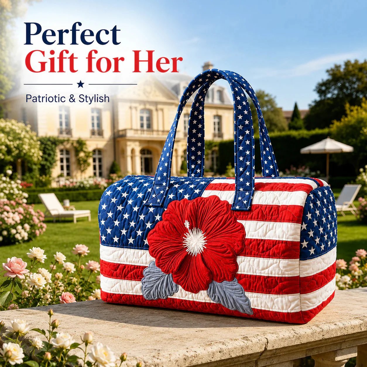 🔥Floral American Flag Travel Duffel
