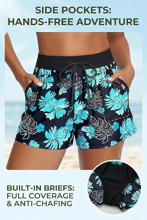3 Piece Tankini with Shorts - Sporty Swimsuit