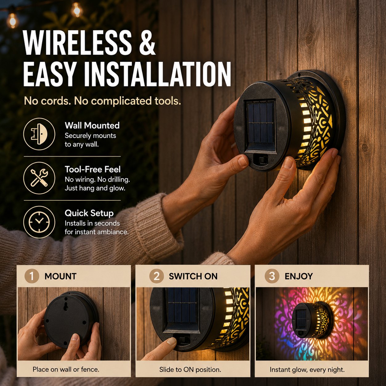 ✨Solar Mandala Wall Light Projector