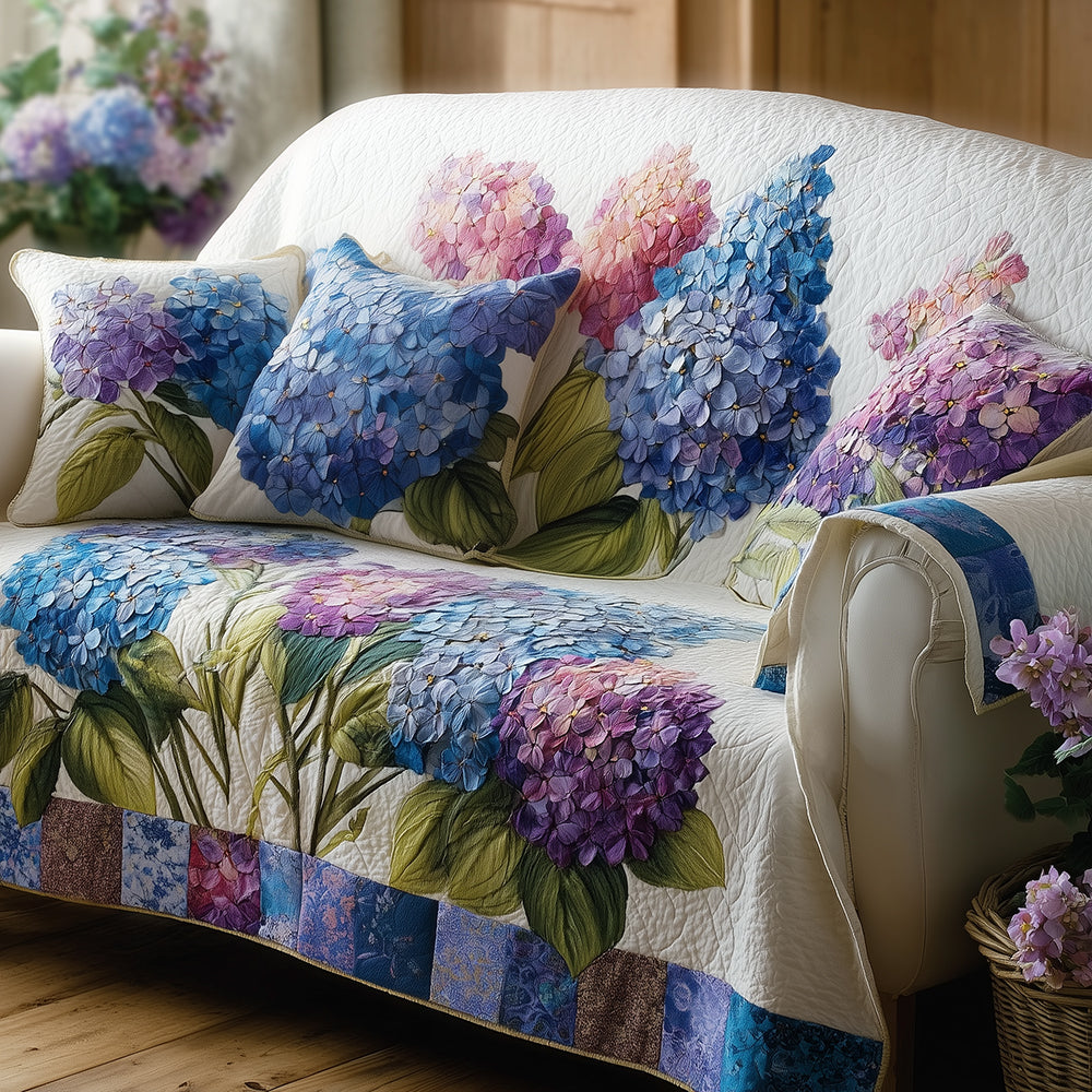 Dreamy Hydrangea Quilted Sofa Cover