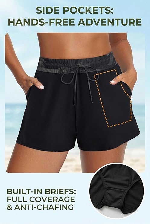 3 Piece Tankini with Shorts - Sporty Swimsuit