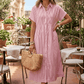 Women’s Striped Button-Down Midi Shirt Dress