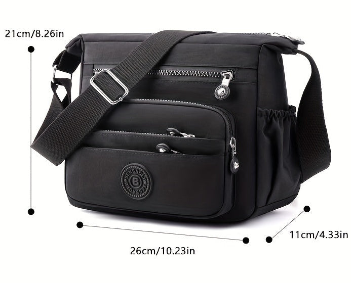 Nylon Lightweight Single Shoulder Bag with Multiple Pockets