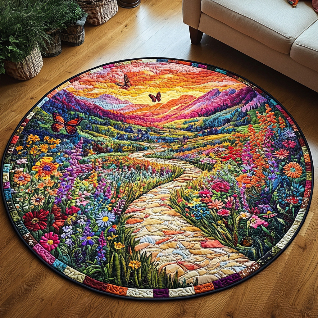 Enchanted Bloom Walk Quilted Round Mat