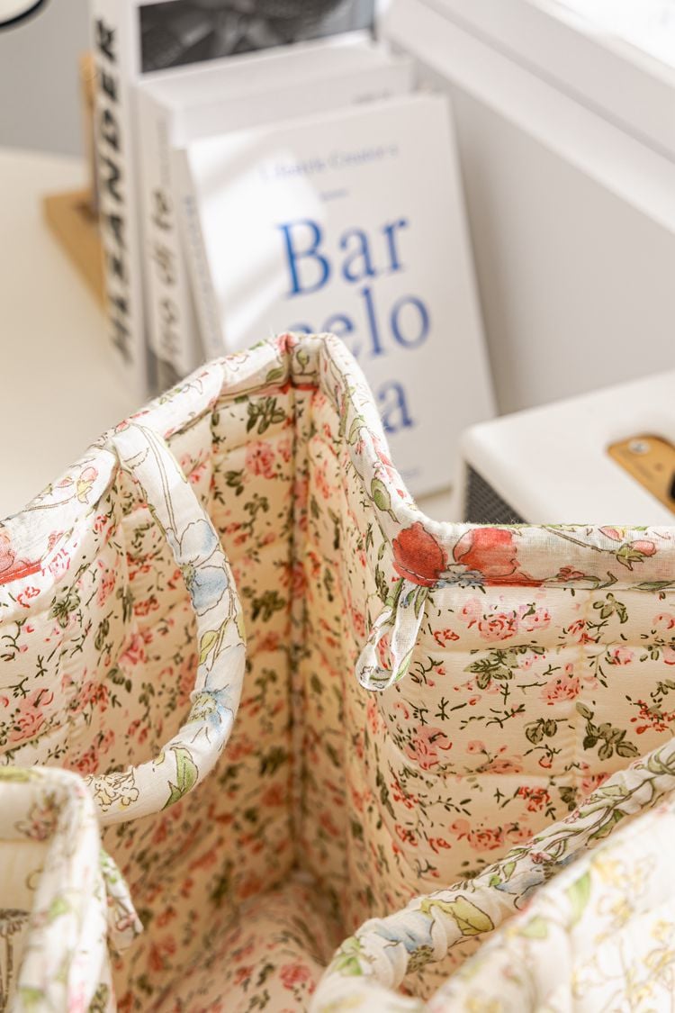 Large Capacity Floral Interior Storage Basket
