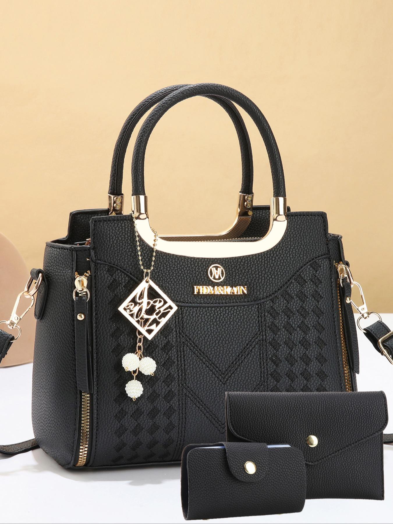3 PCS Women's Elegant Embroidered Pattern Tote Bag