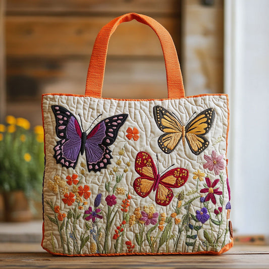 Butterfly Flower Garden Handmade Tote Bag