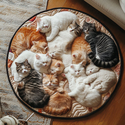 Feline Whimsy Circle Quilted Round Mat