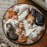 Feline Whimsy Circle Quilted Round Mat