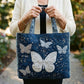 Silver Butterfly Handmade Tote Bag