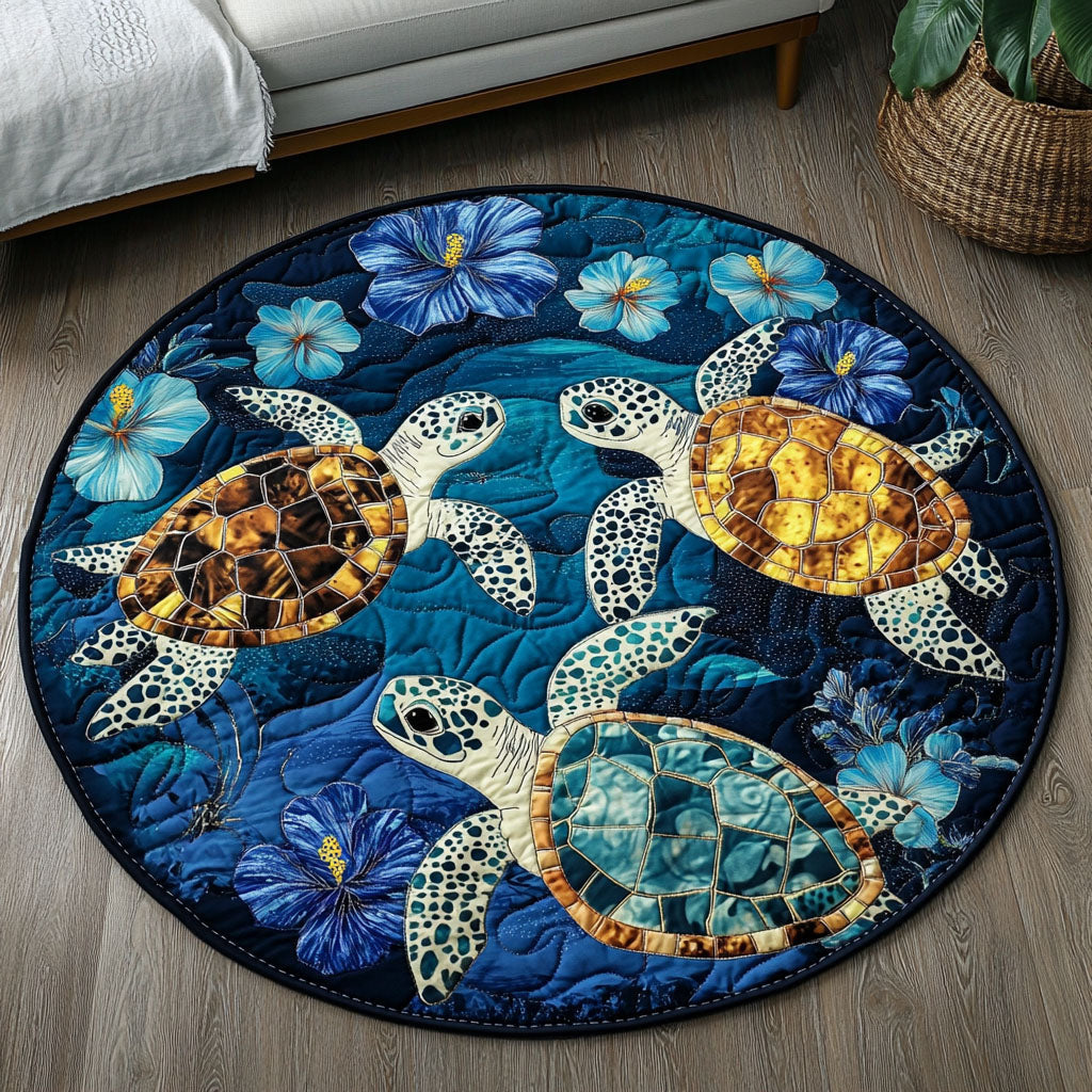 Golden Shell Serenity Quilted Round Mat