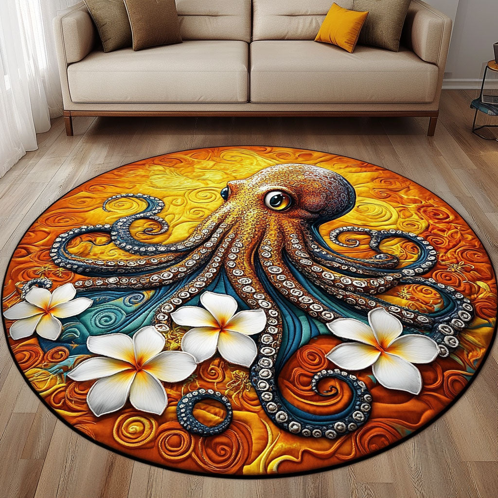 Golden Tide Quilted Round Mat