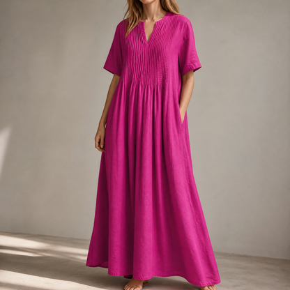 Pin-Tuck Maxi Dress with Pockets
