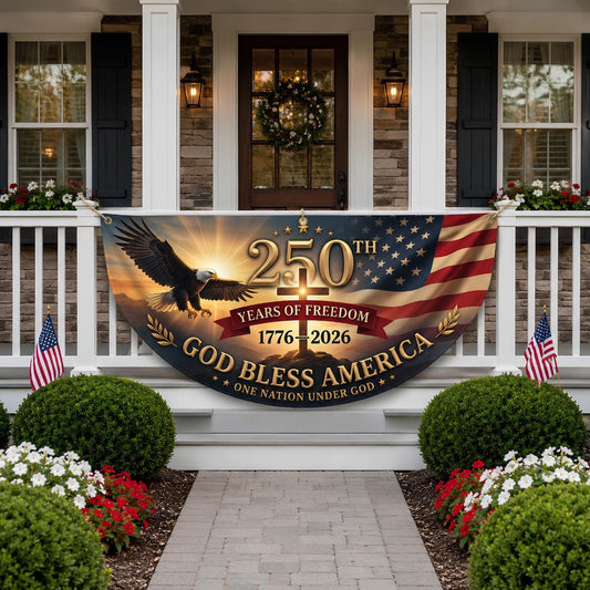 America 250th Anniversary Patriotic Quilted Fan Flag