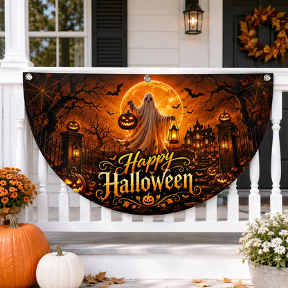 Happy Halloween Ghost Quilted Fan Flag