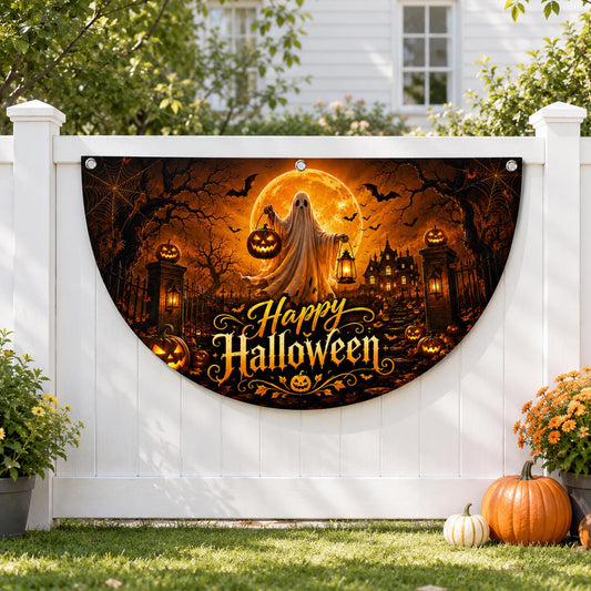 Happy Halloween Ghost Quilted Fan Flag