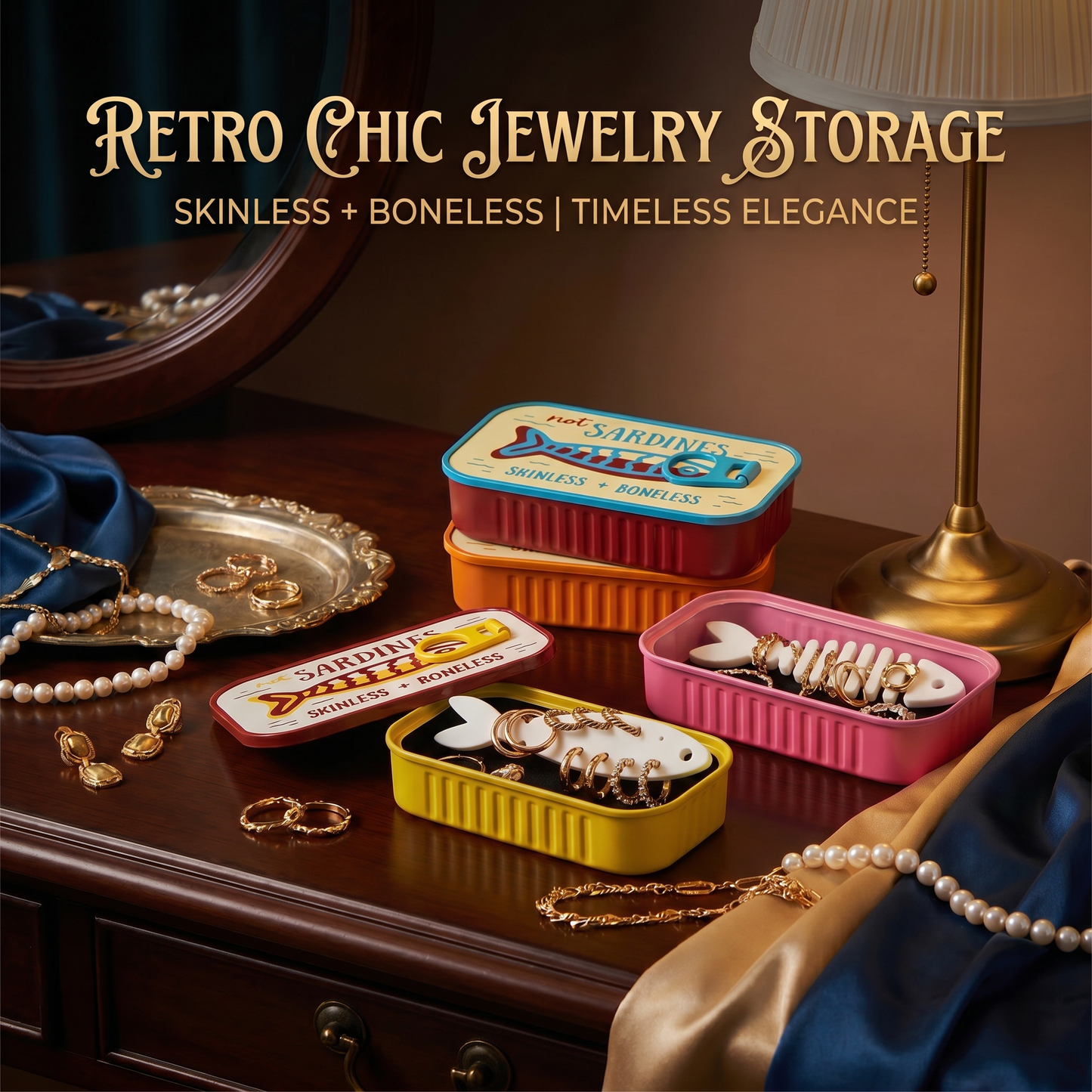 Vintage Sardine Jewelry Box Organizer