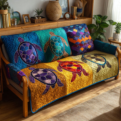 Shimmering Shell Quilted Sofa Cover