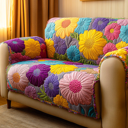 Soft Meadow Whisper Quilted Sofa Cover