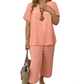 Casual Short-Sleeve Top and Wide-Leg Pants Set